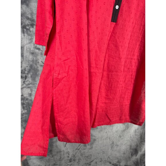 Max Red Dotted Tunic Top With Black Trim & Button Placket XL - Picture 4 of 8